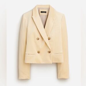J Crew - Blazer Cropped - double-breasted cream jacket - stretch velvet - sz 6